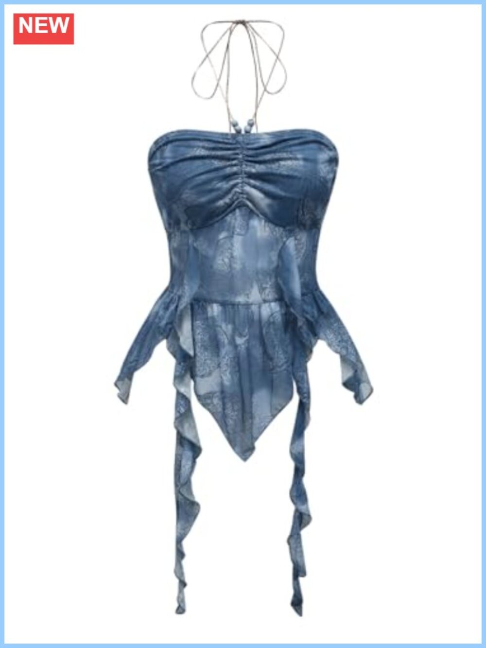 Y2K Halter Flowy Crop Cami Ruffle Backless Paisley Summer Party Top